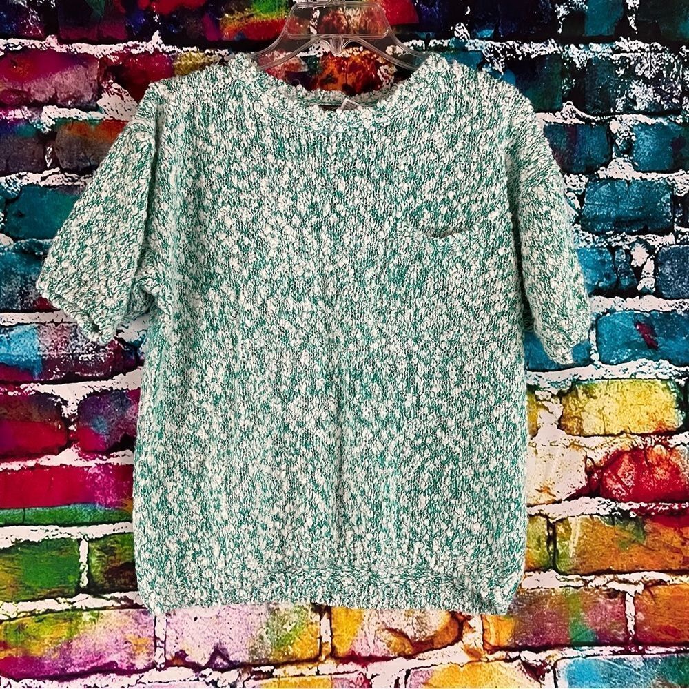 Vintage Yarnworks Knit Sweater Short Sleeve Pocket Size Large